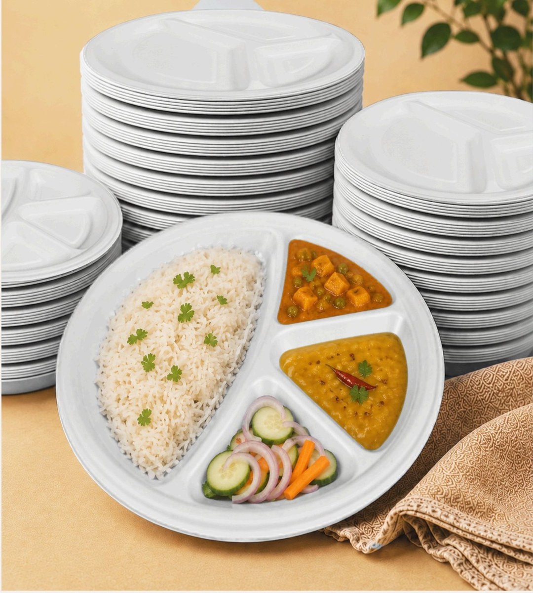 Compartment Plates — compostable bagasse tableware by Kera Dine Healthwares