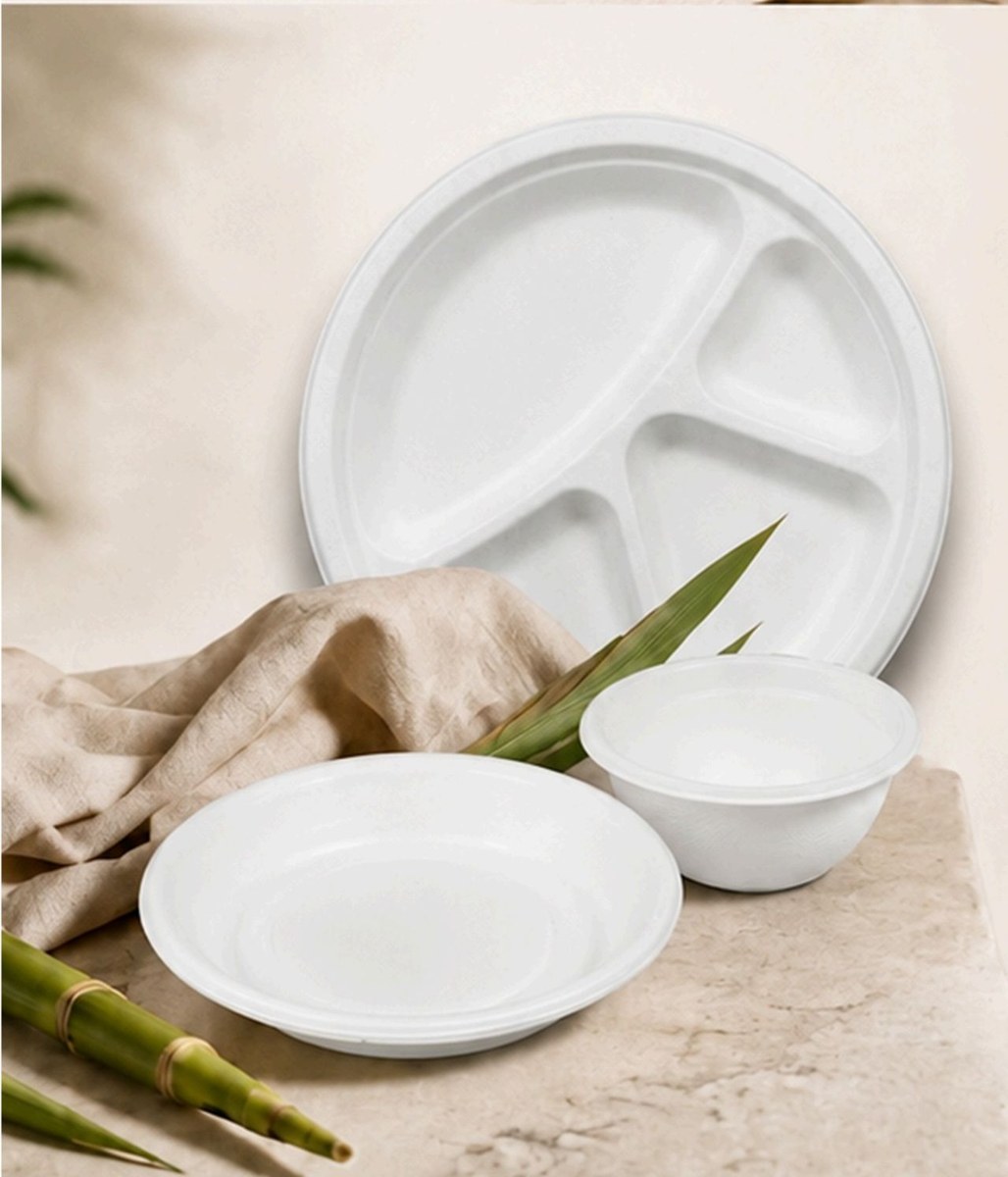 Round Plates — compostable bagasse tableware by Kera Dine Healthwares