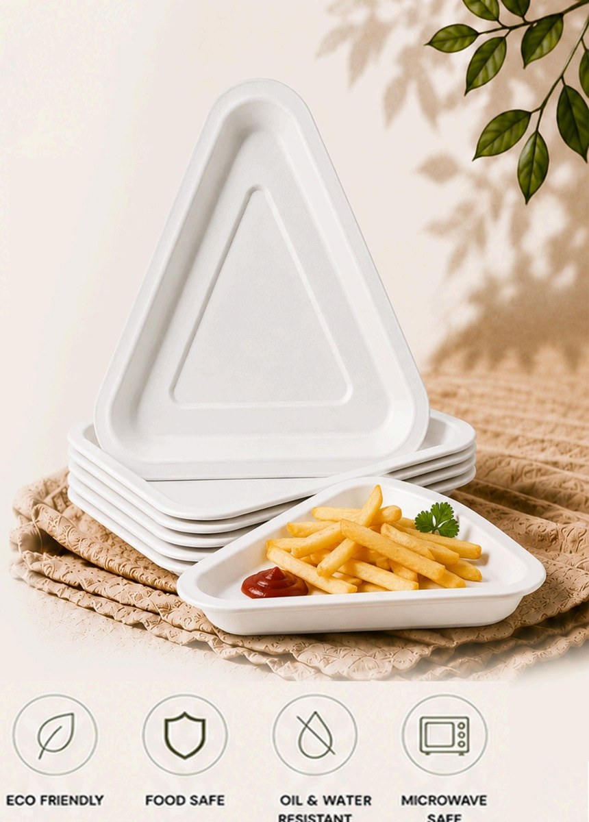 Snacks Plates — compostable bagasse tableware by Kera Dine Healthwares